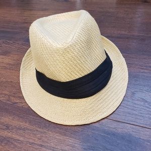 H&M Straw Hat/Fedora with black fabric detail